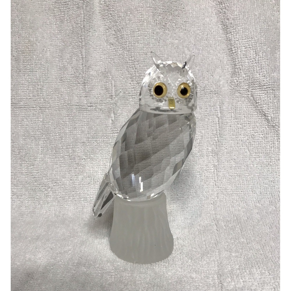 Cracker Barrel Crystal Glass Owl Paperweight Figurine Christmas Holiday Decor